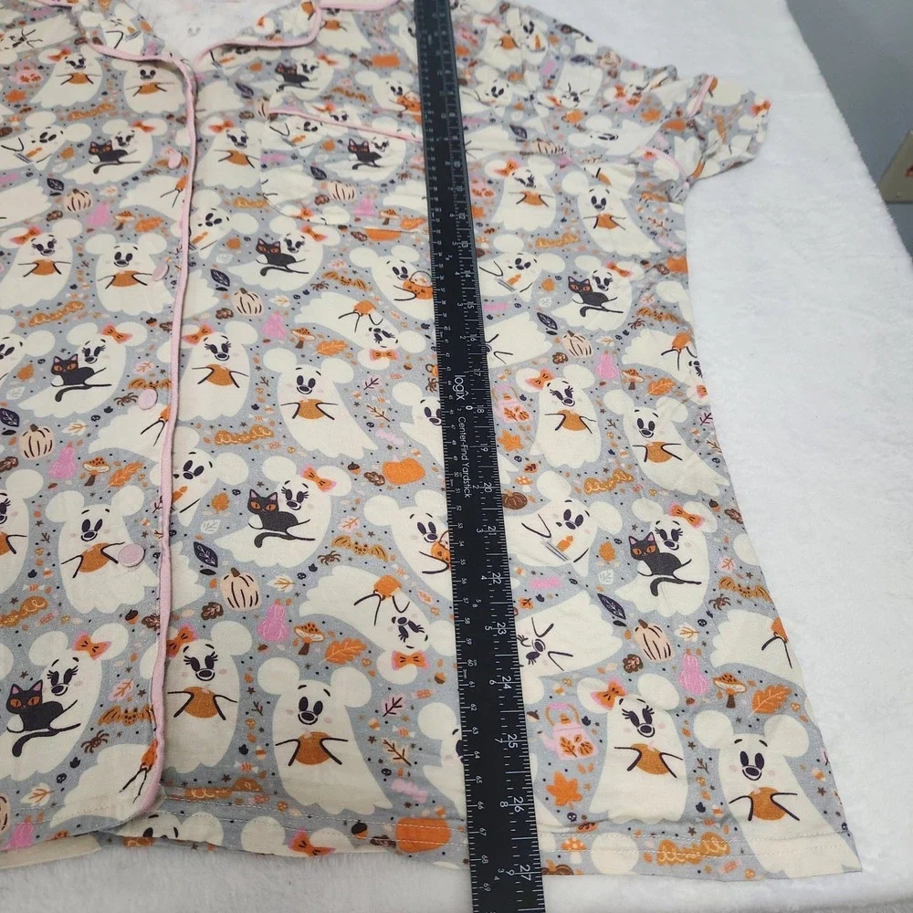 Disney Parks Cutie Ghost Pastel Mickey Minnie Halloween Pajama Top Womens 1X